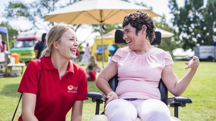 Support worker and client at Ipswich picnic