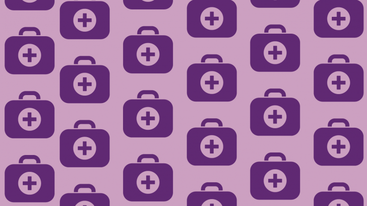 patterned graphic with small medical bag icons