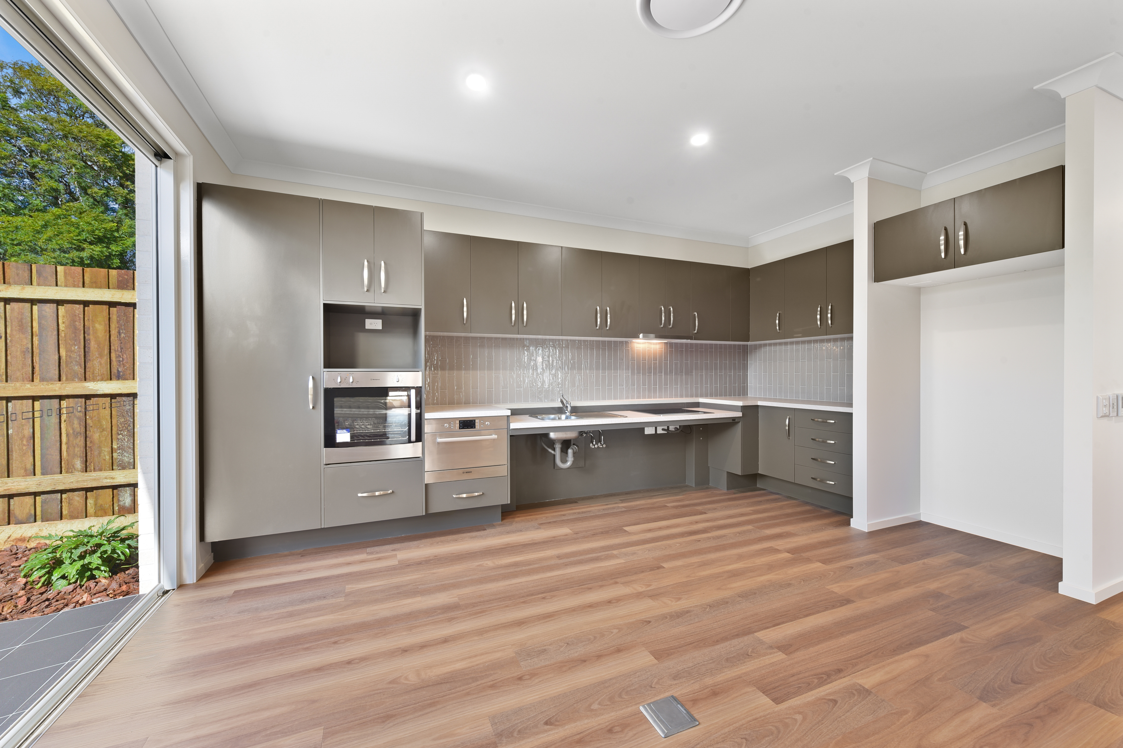 Large kitchen and dining area