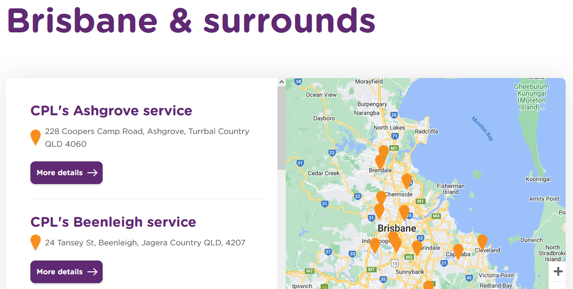 Screenshot of Brisbane and surrounds location map 