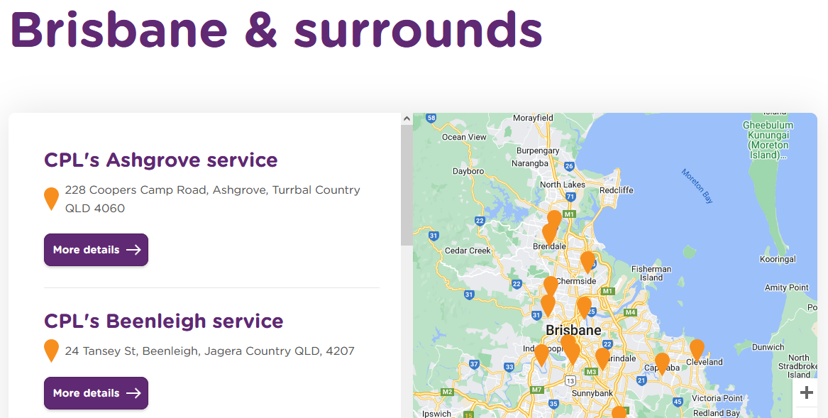 Brisbane & Surrounds Screenshot of Brisbane and surrounds location map