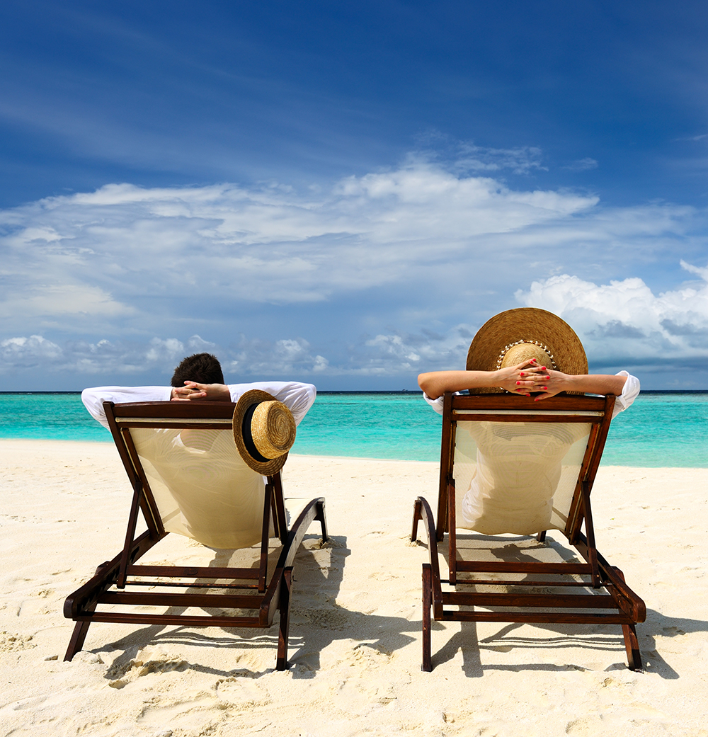Two beach relaxing on the beach